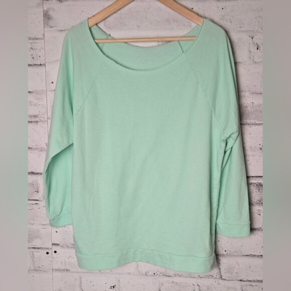 Next Level French Terry 3/4-Sleeve Raglan Pullover Raw Edge Neck - Mint Green - Picture 1 of 10